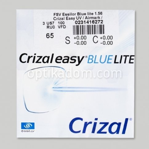 Линза очковая FSV 1.56 Essilor Blue Lite Crizal Easy UV фото 1
