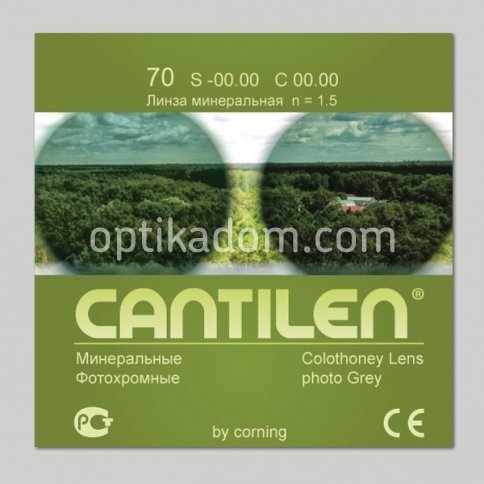Линза очковая CANTILEN минеральная фотохромная GREY фото 1
