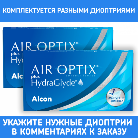  Контактные линзы AIR Optix PLUS HydraGlyde (12 шт.) фото 1 